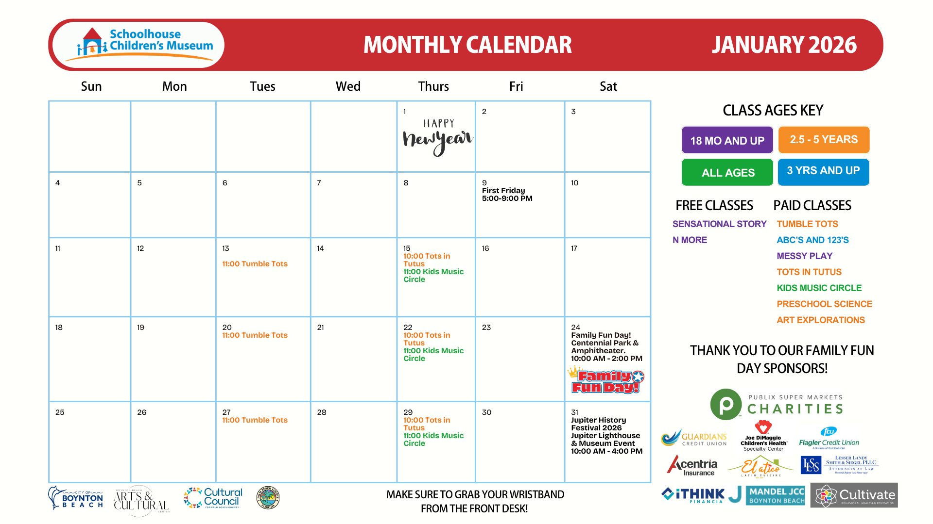 Weekly Classes Calendar